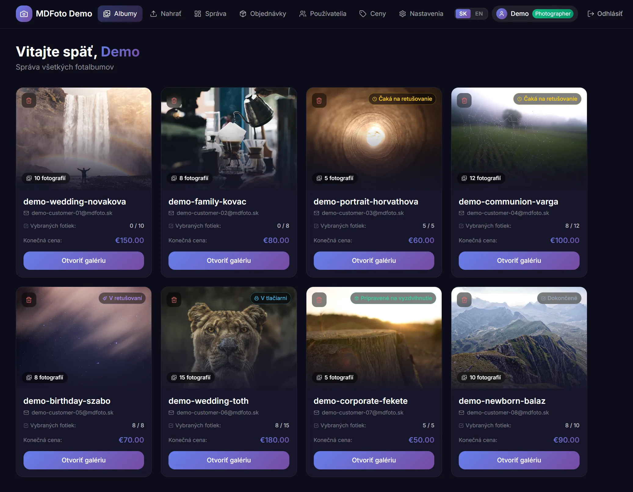 Photographer dashboard